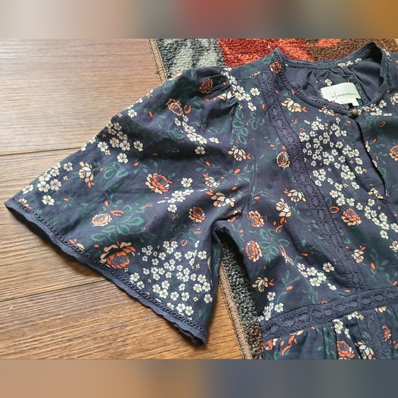 Anthropologie Lori Tunic Floral Dress - Blue, White And Orange XS - Picture 16 of 17